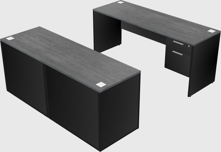 Parallel desk with credenza