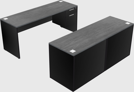 Parallel desk with credenza