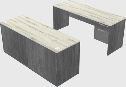 Parallel desk with credenza