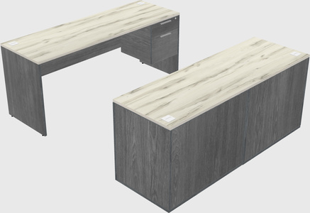 Parallel desk with credenza