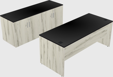 Parallel desk with credenza