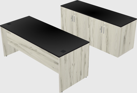 Parallel desk with credenza