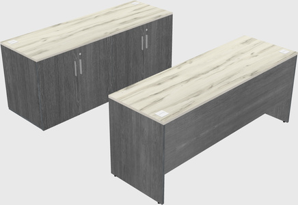 Parallel desk with credenza
