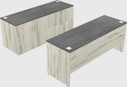 Parallel desk with credenza