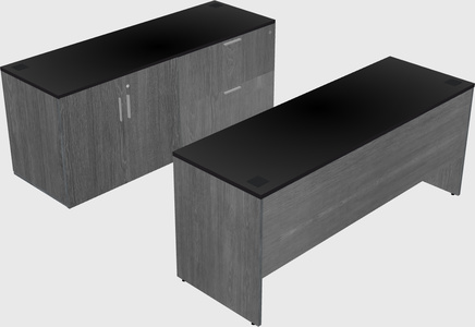Parallel desk with credenza