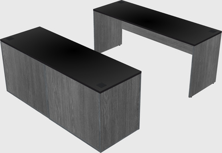 Parallel desk with credenza