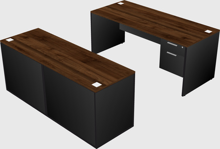 Parallel desk with credenza