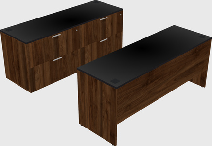 Parallel desk with credenza