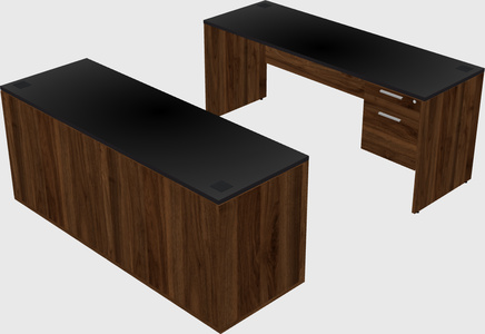 Parallel desk with credenza