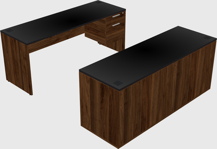 Parallel desk with credenza
