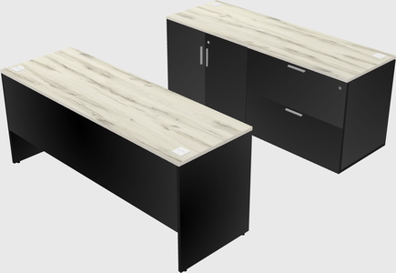 Parallel desk with credenza