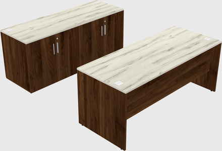 Parallel desk with credenza