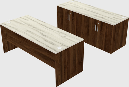 Parallel desk with credenza
