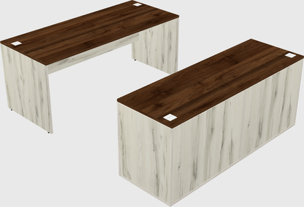 Parallel desk with credenza