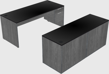 Parallel desk with credenza