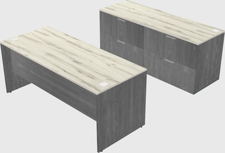 Parallel desk with credenza