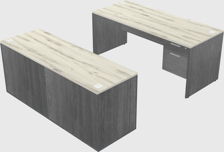 Parallel desk with credenza