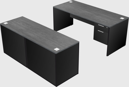 Parallel desk with credenza