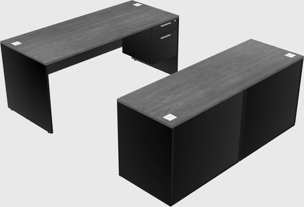 Parallel desk with credenza