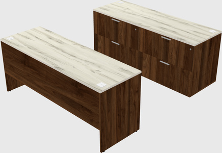 Parallel desk with credenza