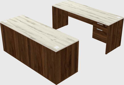 Parallel desk with credenza