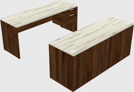 Parallel desk with credenza