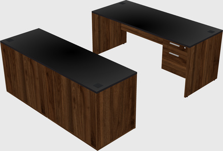 Parallel desk with credenza