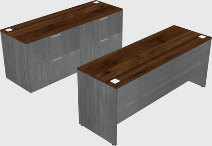 Parallel desk with credenza
