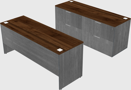 Parallel desk with credenza
