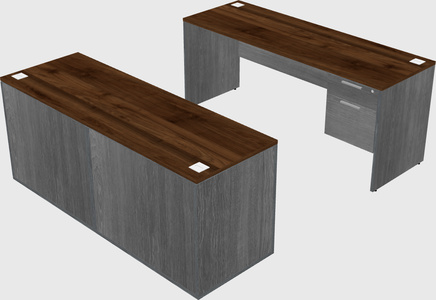Parallel desk with credenza