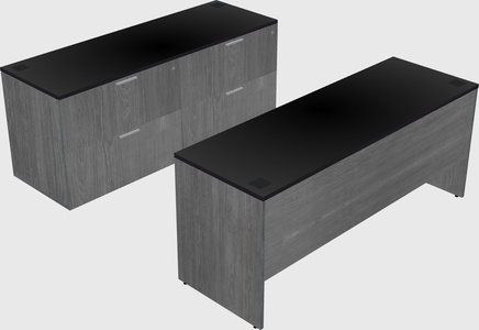 Parallel desk with credenza