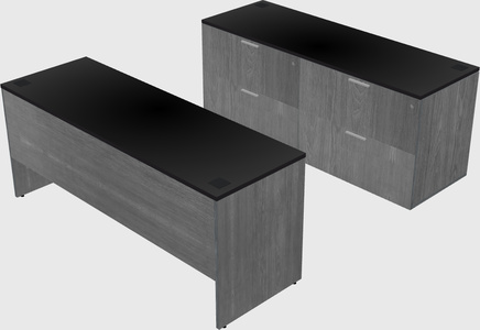 Parallel desk with credenza
