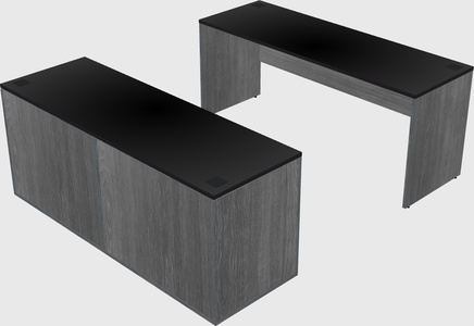 Parallel desk with credenza