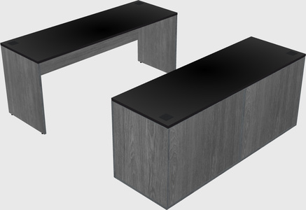Parallel desk with credenza