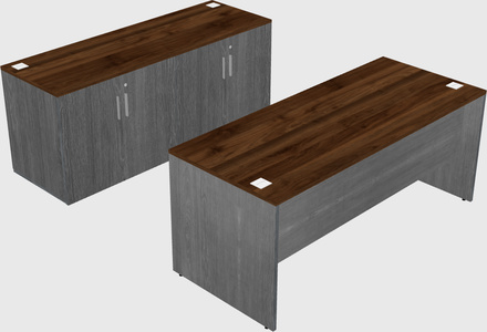 Parallel desk with credenza