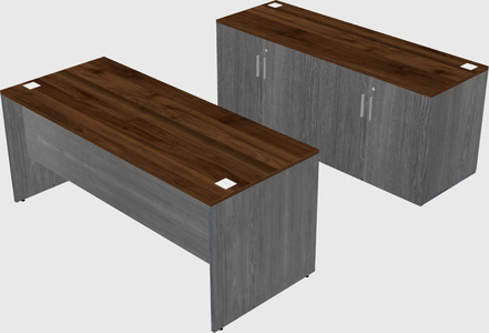Parallel desk with credenza