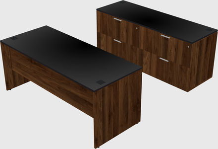 Parallel desk with credenza
