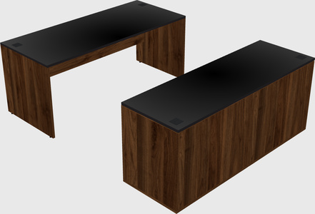 Parallel desk with credenza