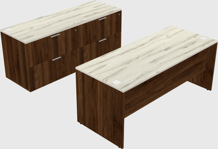 Parallel desk with credenza