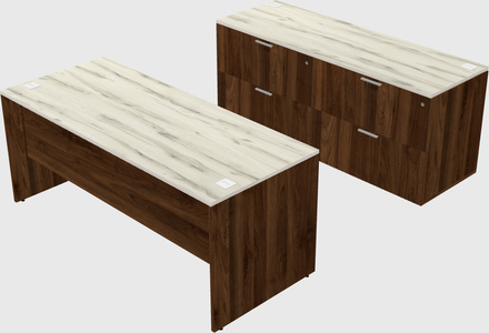 Parallel desk with credenza
