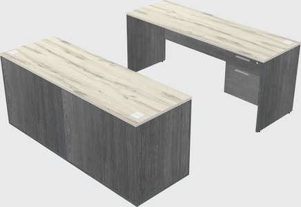 Parallel desk with credenza