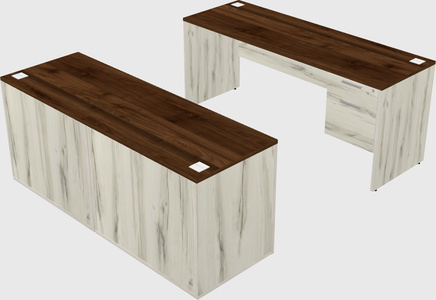 Parallel desk with credenza