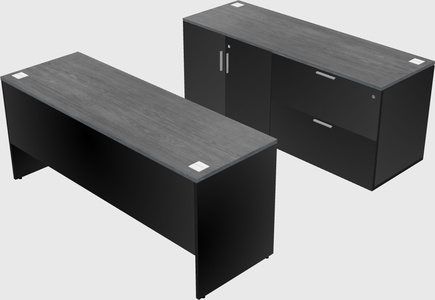 Parallel desk with credenza