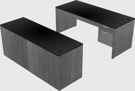 Parallel desk with credenza