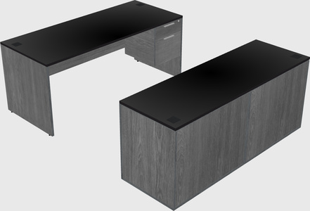 Parallel desk with credenza