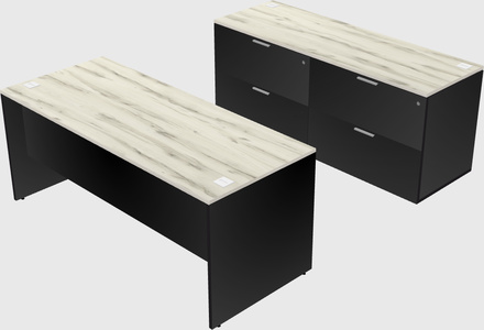 Parallel desk with credenza