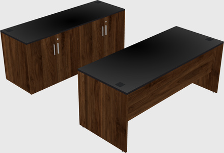 Parallel desk with credenza