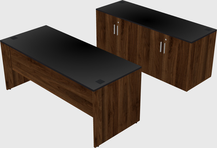 Parallel desk with credenza