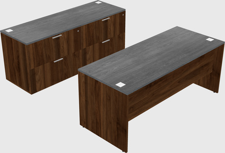 Parallel desk with credenza