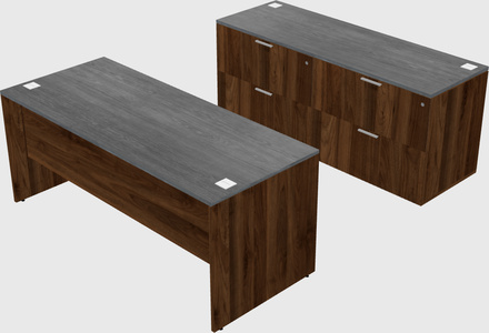 Parallel desk with credenza